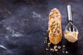 An eclair with peanut butter