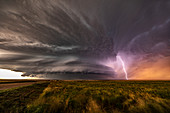 Supercell thunderstorm and lightning, Colorado, USA