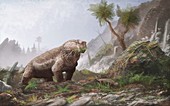 Prehistoric therapsid animals, illustration