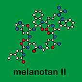 Melanotan II synthetic tanning drug molecule, illustration