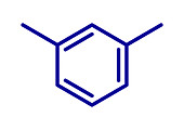 Meta-xylene aromatic hydrocarbon molecule, illustration