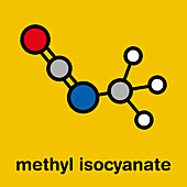 Methyl isocyanate toxic molecule, illustration