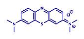 Methylene blue dye molecule, illustration
