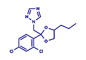 Propiconazole fungicide molecule, illustration