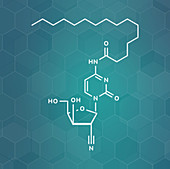 Sapacitabine cancer drug molecule, illustration