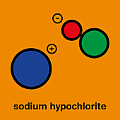 Sodium hypochlorite molecule, illustration