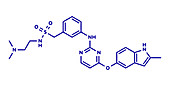 Surufatinib cancer drug molecule, illustration