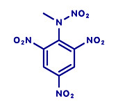 Tetryl explosive molecule, illustration