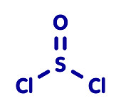 Thionyl chloride chemical reagent molecule, illustration