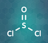 Thionyl chloride chemical reagent molecule, illustration