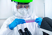 Coronavirus vaccine research scientist in PPE