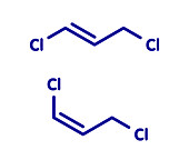 1, 3-dichloropropene pesticide molecule, illustration