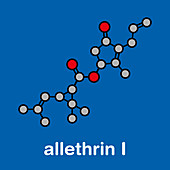 Allethrin pyrethroid insecticide molecule, illustration