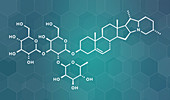 Solanine nightshade poison molecule, illustration