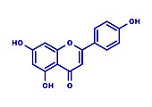 Apigenin yellow herbal dye molecule, illustration