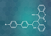 Bromadiolone rodenticide molecule, illustration