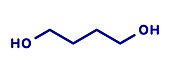 1, 4-Butanediol solvent molecule, illustration