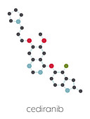 Cediranib cancer drug molecule, illustration