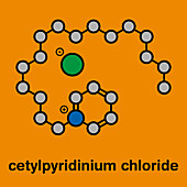 Cetylpyridinium chloride antiseptic molecule, illustration