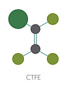 Chlorotrifluoroethylene refrigerant molecule, illustration