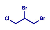 Dibromochloropropane soil fumigant molecule, illustration