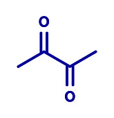 Diacetyl molecule, illustration