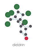 Dieldrin pesticide molecule, illustration