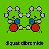 Diquat dibromide contact herbicide molecule, illustration