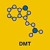 Dimethyltryptamine psychedelic drug molecule, illustration