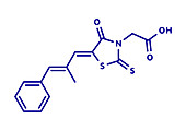 Epalrestat diabetic neuropathy drug molecule, illustration