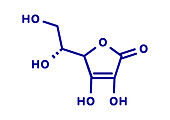 Erythorbic acid food preservative molecule, illustration