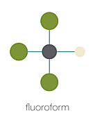 Fluoroform greenhouse gas molecule, illustration