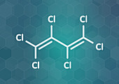 Hexachlorobutadiene solvent molecule, illustration