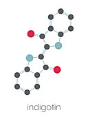 Indigotin indigo dye molecule, illustration