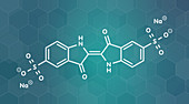 Indigotin indigo dye molecule, illustration