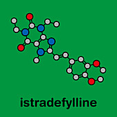 Istradefylline drug molecule, illustration