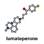 Lumateperone antipsychotic drug molecule, illustration