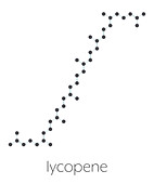 Lycopene red tomato pigment molecule, illustration