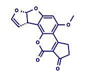 Aflatoxin B1 mould carcinogenic molecule, illustration