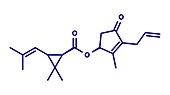 Allethrin pyrethroid insecticide molecule, illustration