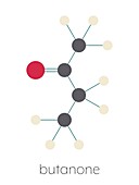 Butanone industrial solvent molecule, illustration
