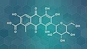 Carminic acid pigment molecule, illustration