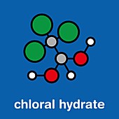 Chloral hydrate sedative drug molecule, illustration