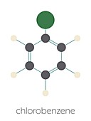 Chlorobenzene industrial solvent molecule, illustration