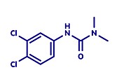 Diuron herbicide molecule, illustration
