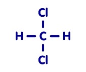 Dichloromethane solvent molecule, illustration