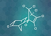 Dieldrin pesticide molecule, illustration