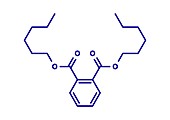 Di-n-hexyl phthalate plasticizer molecule, illustration