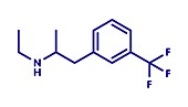 Fenfluramine weight loss drug molecule, illustration