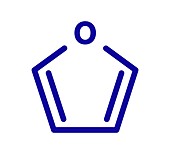 Furan heterocyclic aromatic molecule, illustration